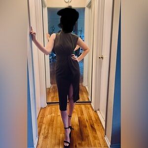 Zara Sleek Black Midi Dress